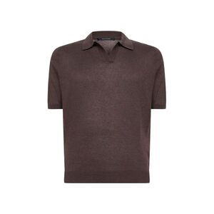 Tagliatore Men Dark Brown Silk Knit Polo Shirt